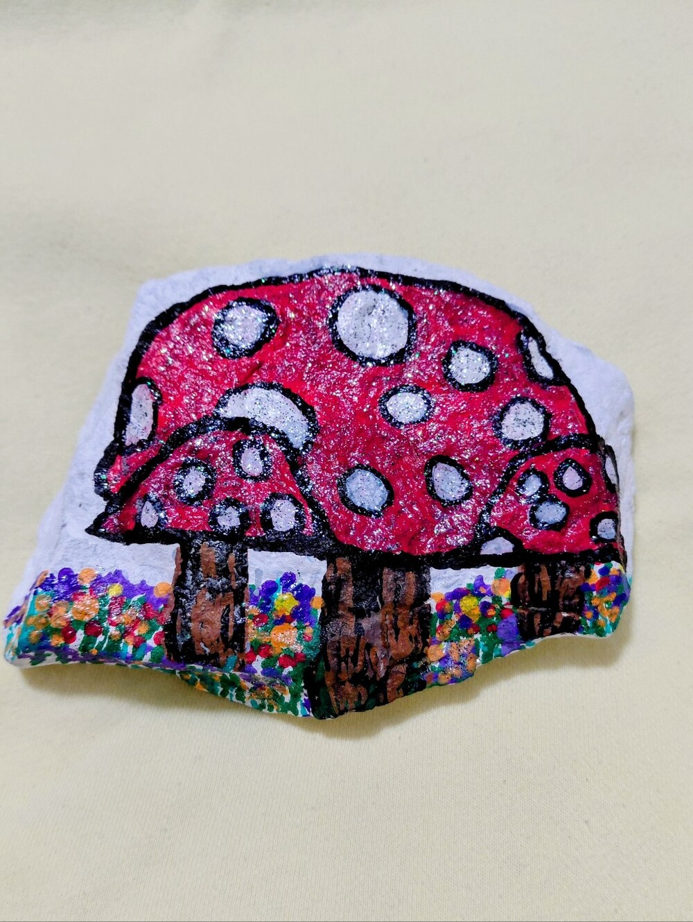 Hand Painted Mushroom 6x4" Paperweight,garden, Gift Ect